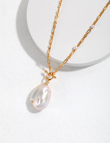 Silver & Pearl Long Necklace