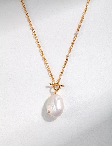 Silver & Pearl Long Necklace